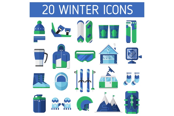 Winter Ski Resort Icons