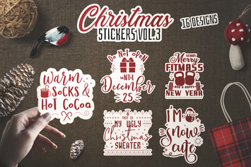 Christmas Stickers Bundle Vector Clip Art. Vol 3