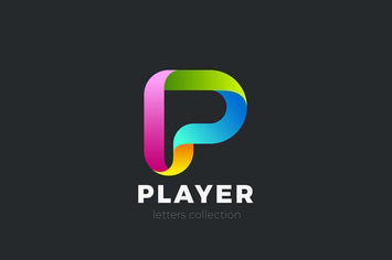 Letter P Logo design 3D Ribbon style