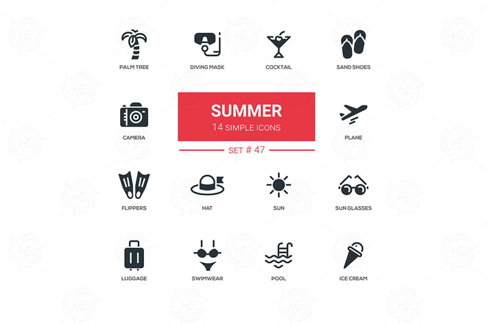 Summer concept - line design icons set
