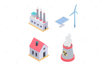 Ecology concept - colorful isometric elements