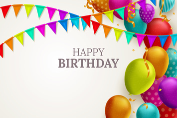 Birthday template with colorful balloons 