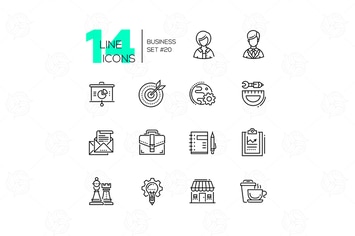 Business - modern line design icons set 