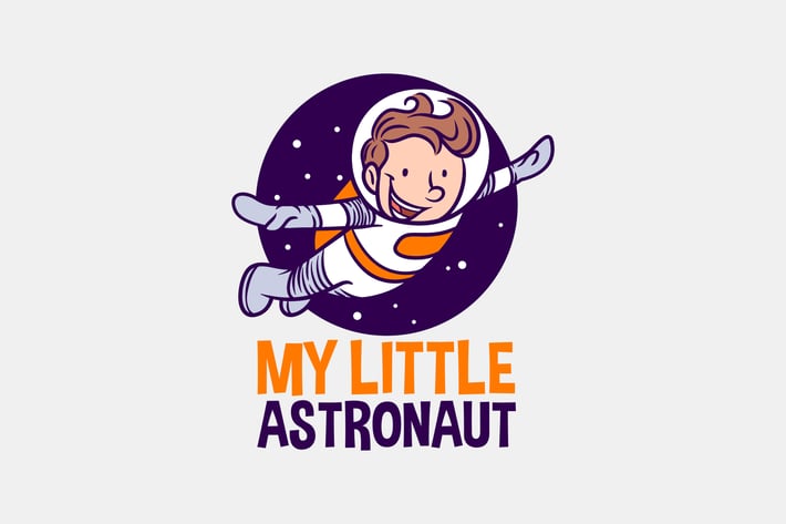 Cartoon Cute Boy Astronaut Mascot Logo