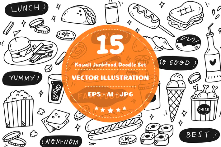 Kawaii Junk Food Doodle Set