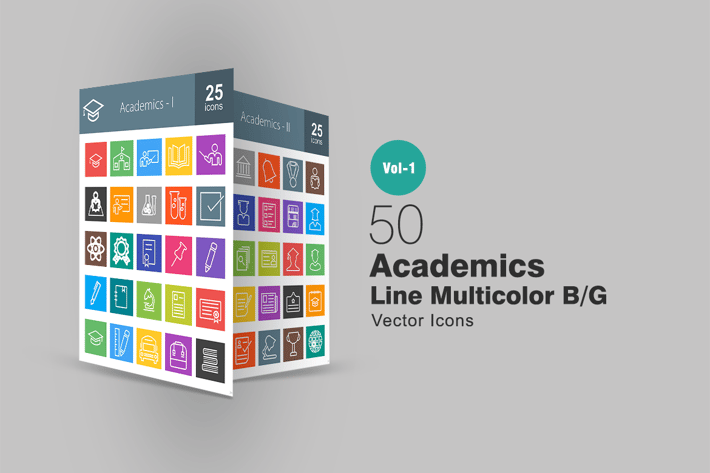 50 Academics Line Multicolor Icons