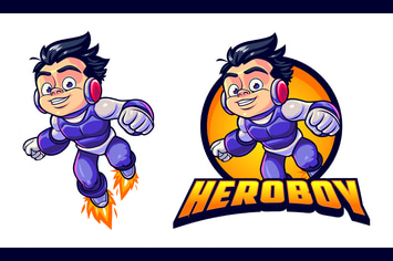 Cartoon Modern Superhero Character Mascot Logo