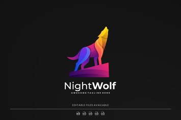 Wolf Gradient Colorful Logo