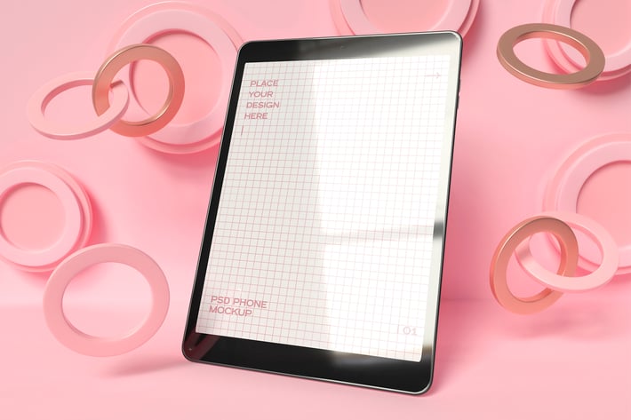 Tablet With Rings Mockup