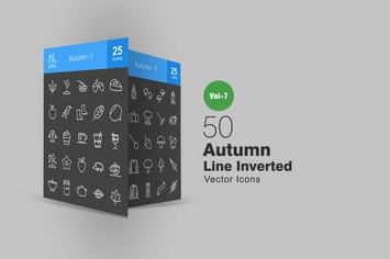 50 Autumn Line Inverted Icons