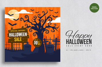 Happy Halloween Sale Vector Card Vol.2