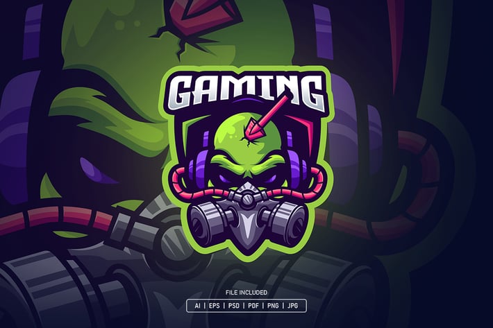 Skull gas mask esport logo template