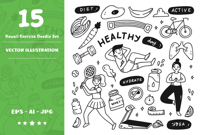 Kawaii Exercise Doodle Set