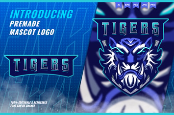 Blue Tigers - Mascot Esport Logo Template 