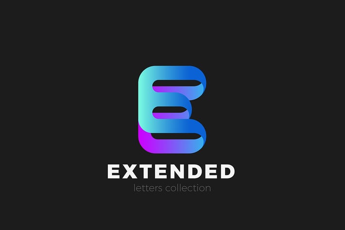 Letter E Logo design 3D Ribbon style