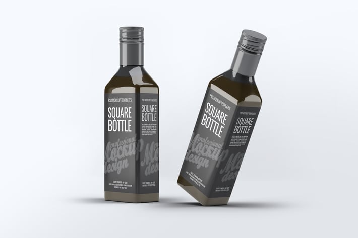 Square Glass Bottle Mock-Up