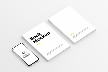 Book & 4A Phone Mockup
