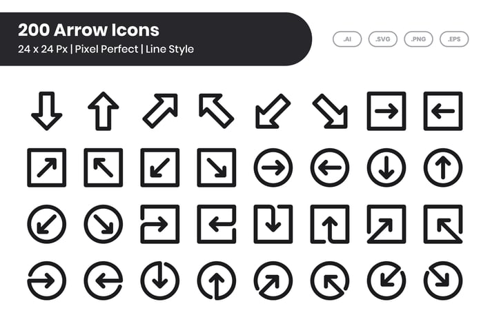 200 Arrow Icons Set - Line