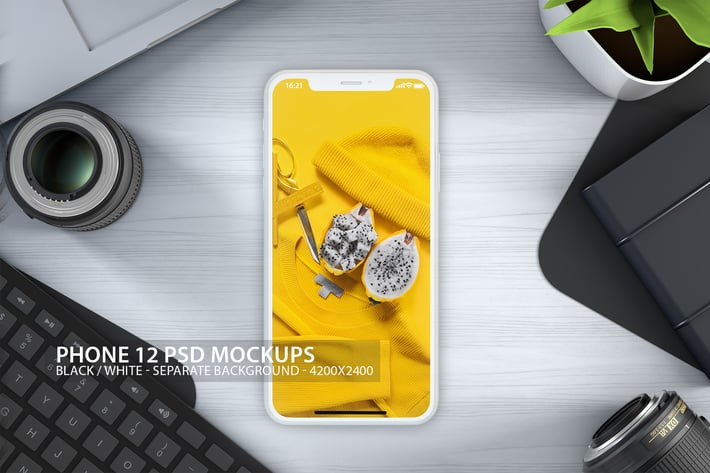 iPhone 12 PSD Mockups with Clean Background