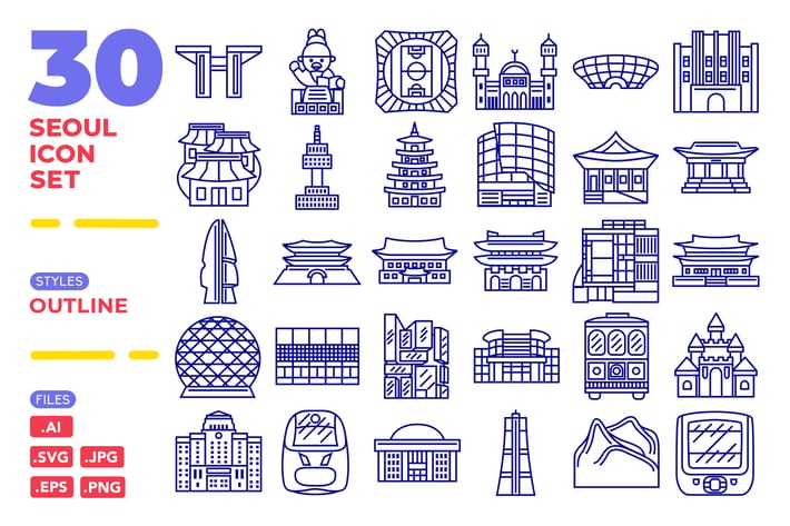 Seoul Icon Set (Outline)
