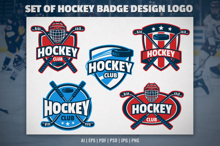 Set of Hockey Badge Design