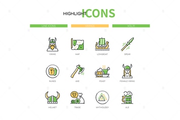 Vikings - Modern Line Design Style Icons Set