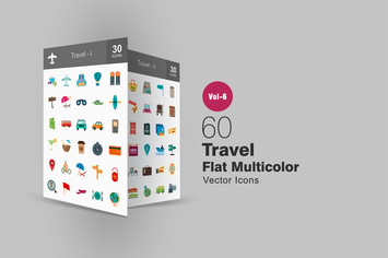 60 Travel Flat Multicolor Icons