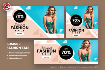 Summer Fashion Sale Social Media Banner Set