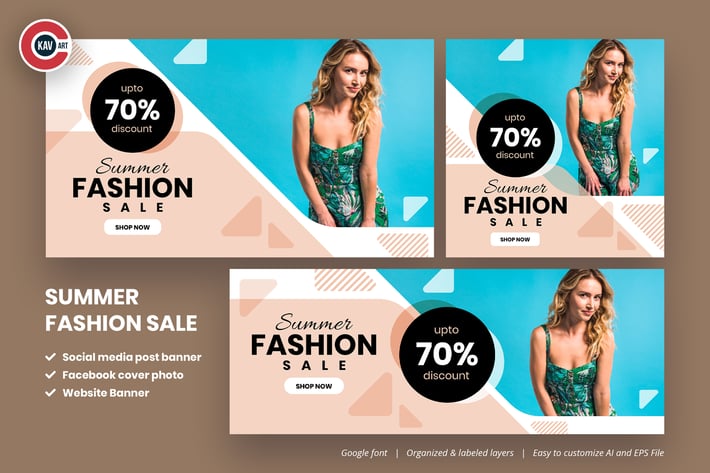 Summer Fashion Sale Social Media Banner Set