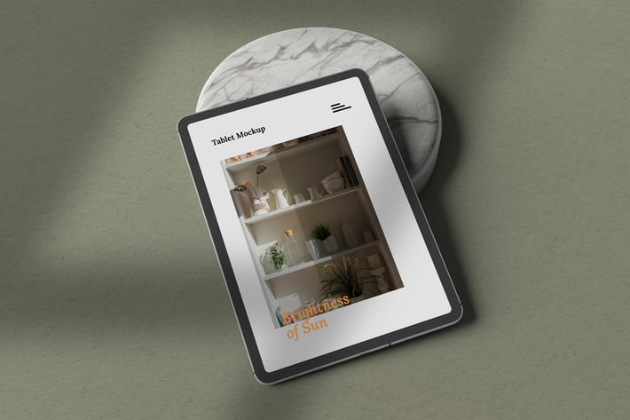 Minimalist Tablet Mockup with Shadow Overlay