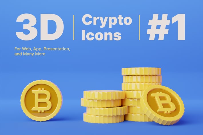3D Bitcoin Cryptocurrency Icons 
