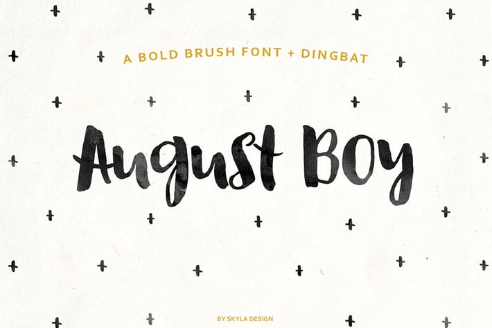  August Boy Bold brush font + Dingbat