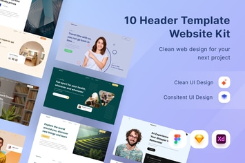 10 Header Template Website Kit
