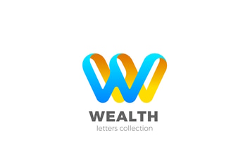 Letter W Logo design 3D Ribbon style