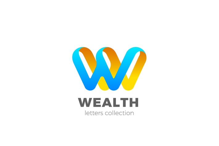 Letter W Logo design 3D Ribbon style