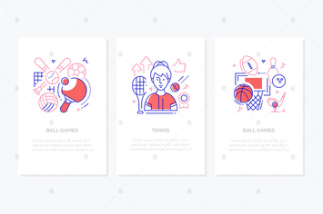Ball games and tennis - line design style banners