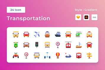 Transportation Gradient Icon Set