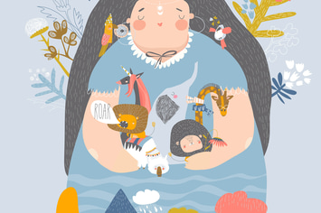 Vector conceptual Illustration of mother earth hug