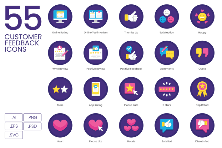 55 Customer Feedback Icon Pack