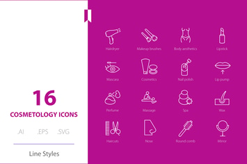 Cosmetology Icon Line Styles