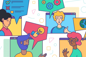 Online Creative Idea Discussion Illustration