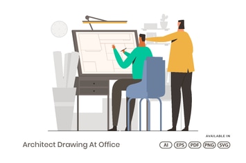 Architect Drawing At Office