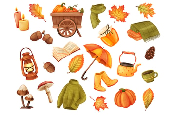 Autumn Realistic Stickers Set