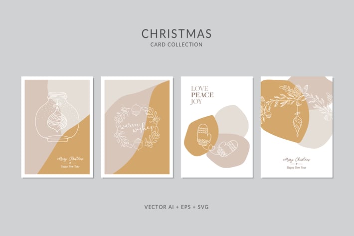 Christmas Greeting Card Vector Set