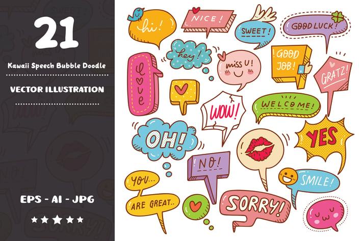 Kawaii Speech Bubble Doodle Set