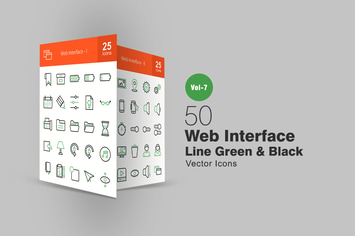 50 Web Interface Line Green & Black Icons