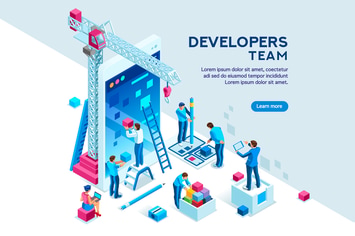 UI design concept with character and text