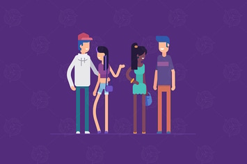 Group of friends - modern flat illustration