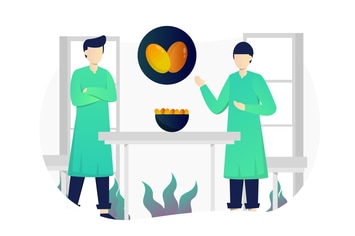 Dates for Iftar Party Flat Illustration