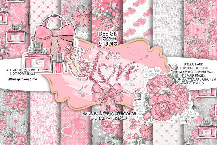 Loving Heart digital paper pack